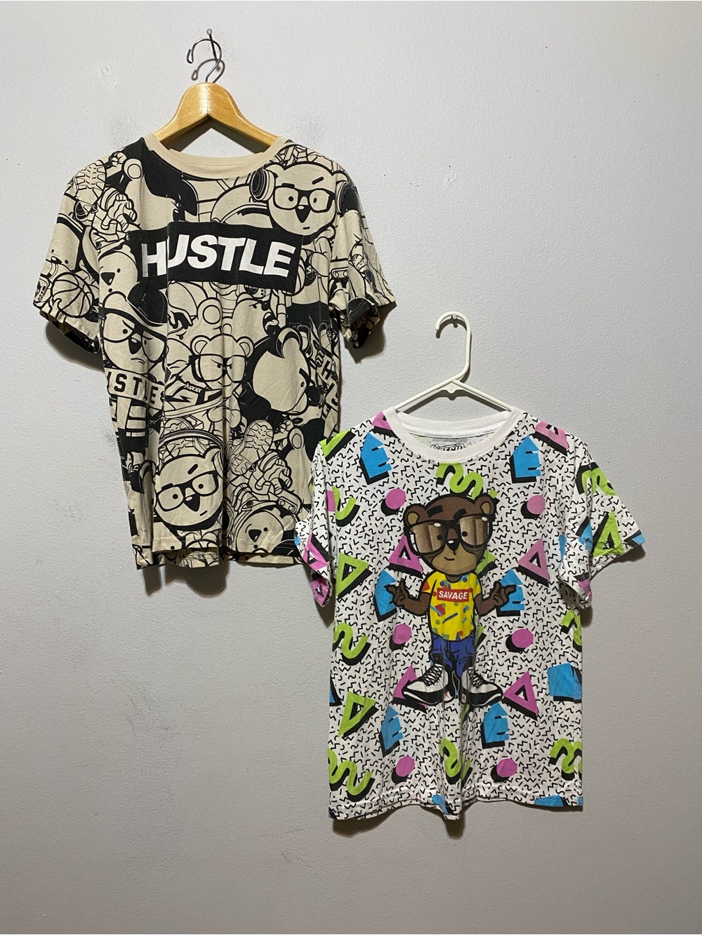 Fresh Laundry Savage Bear Shirt Youth Size XL All Over Print-Lot of 2